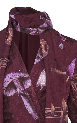The Hidden Funghi Satin-Jacquard Wrap Dress展示图