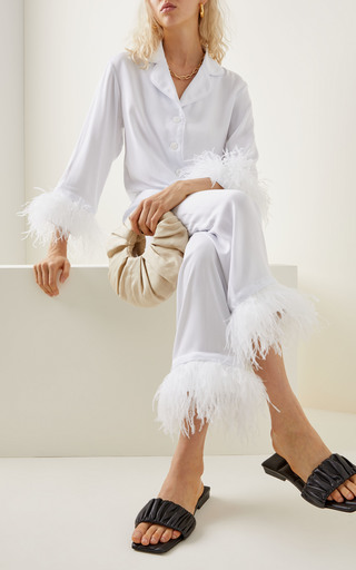 Party Feather-Trimmed Woven Pajama Set展示图