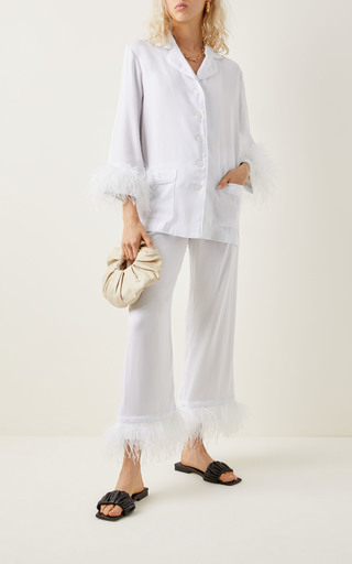 Party Feather-Trimmed Woven Pajama Set展示图