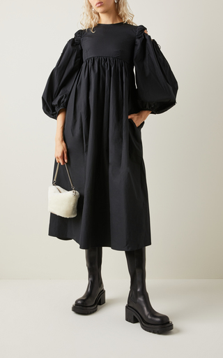 Jojo Puff-Sleeve Organic Cotton Midi Dress展示图