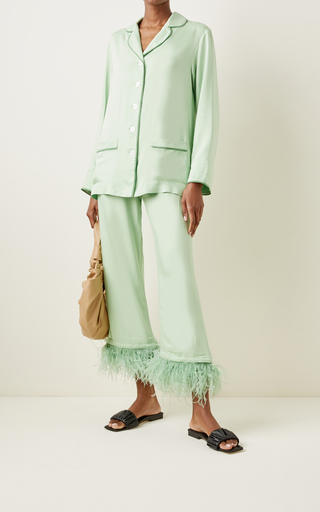 Party Feather-Trimmed Woven Pajama Set展示图