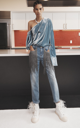 Lance Fringed Stretch Mid-Rise Straight-Leg Jeans展示图