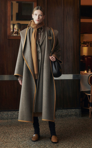 Hooded Belted Double-Faced Wool Wrap Coat展示图