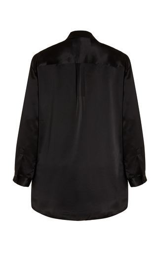 Oversized Silk Satin Tuxedo Shirt展示图