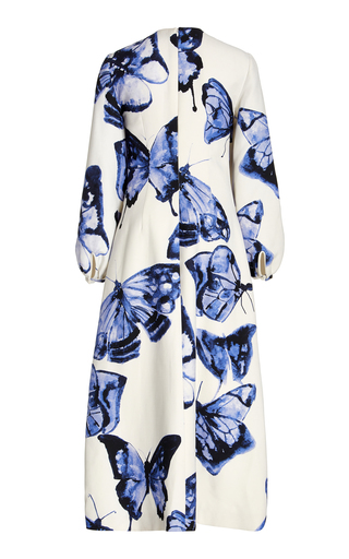 Butterfly Printed Wool-Silk Midi Dress展示图