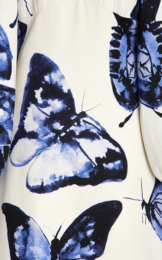 Butterfly Printed Wool-Silk Midi Dress展示图