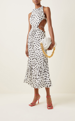 Audrey Dots Cutout Silk Dress展示图