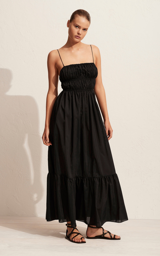 Shirred Cotton-Silk Maxi Dress展示图