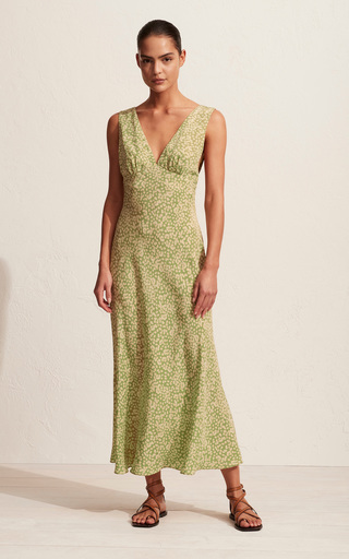 Daisy-Print Mulberry Silk Maxi Slip Dress展示图