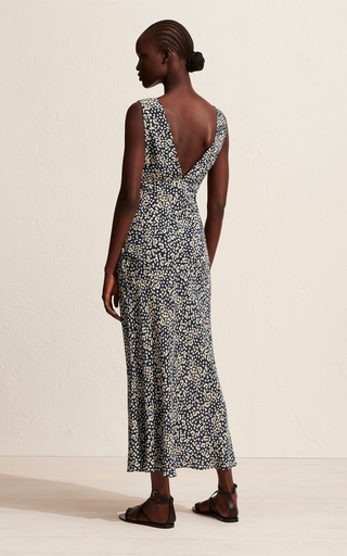 Daisy-Print Mulberry Silk Maxi Slip Dress展示图