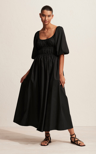 Shirred Organic Cotton Maxi Dress展示图