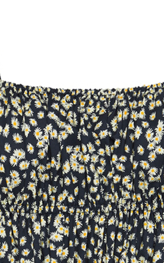 Peplum-Waist Shirred Daisy-Print Organic Cotton Top展示图