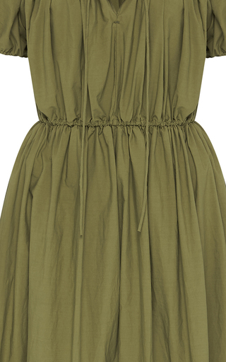 Drawstring-Detailed Tiered Organic Cotton Midi Dress展示图