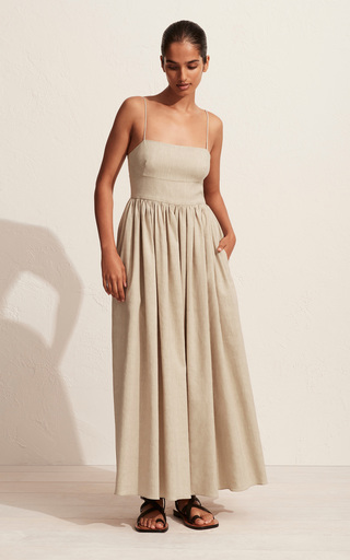 Linen-Blend Maxi Dress展示图