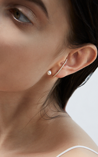 Crescendo Flare Pave Pearl Earring展示图