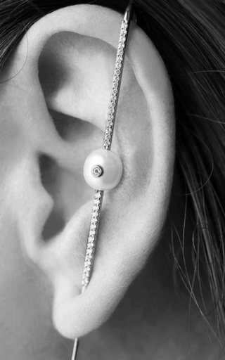 Floating Pearl Pave Ear Pin展示图