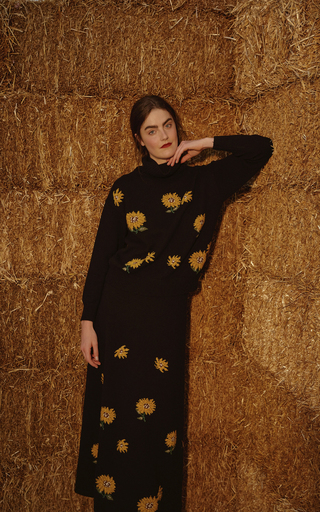 Needlepoint Knit Sunflower Turtleneck展示图