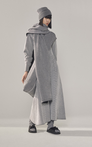 Striped Wool-Knit Midi Dress展示图