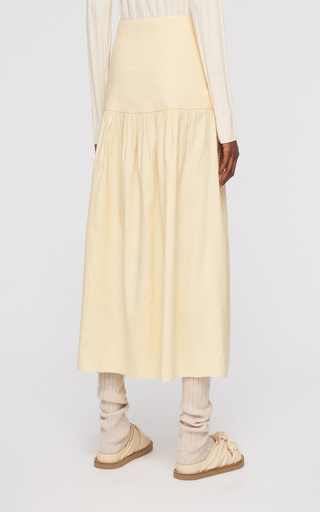 Samina Linen-Blend Midi Skirt展示图