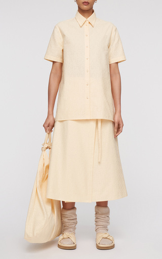 Samina Linen-Blend Midi Skirt展示图