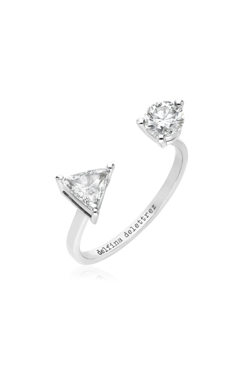 Dot and Triangle 18K White Gold Diamond Ring展示图