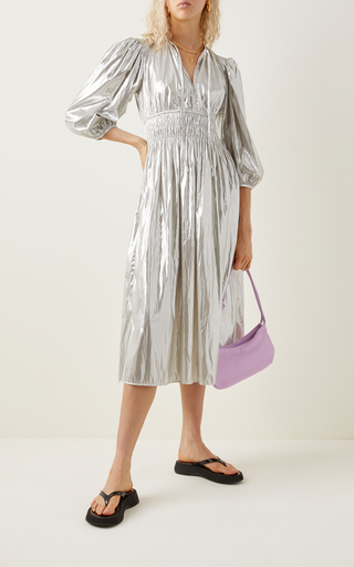 Georgina Foiled Satin Midi Dress展示图