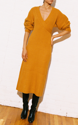 Samira Ribbed Cotton-Knit Midi Dress展示图