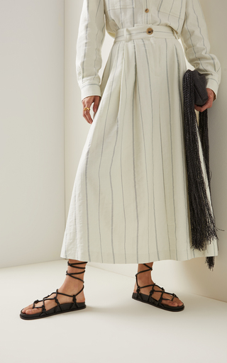 Tulay Stripe Cotton-Linen Maxi Skirt展示图