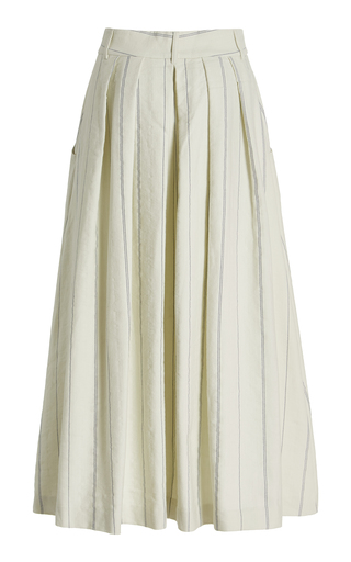 Tulay Stripe Cotton-Linen Maxi Skirt展示图