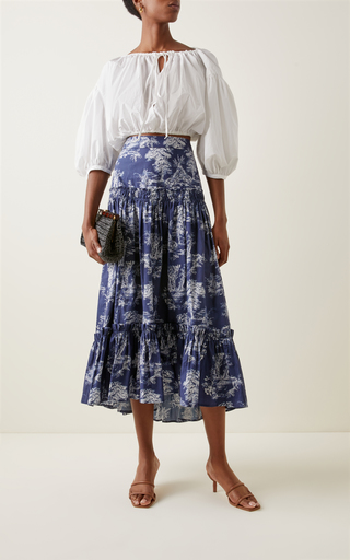 Tisbury Printed Poplin Midi Skirt展示图