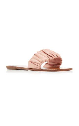 Nina Ruched Leather Slide Sandals展示图