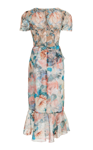 Floral-Print Chiffon Midi Dress展示图