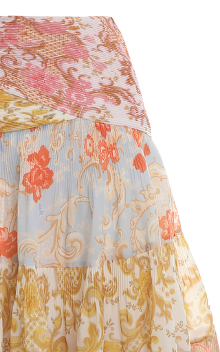 Postcard Mixed-Print Plisse Full Midi Skirt展示图