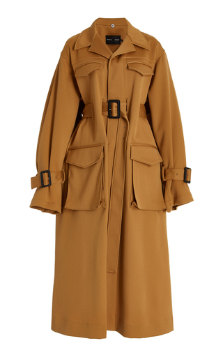 Belted Shearling-Trimmed Twill Trench Coat展示图