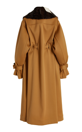 Belted Shearling-Trimmed Twill Trench Coat展示图