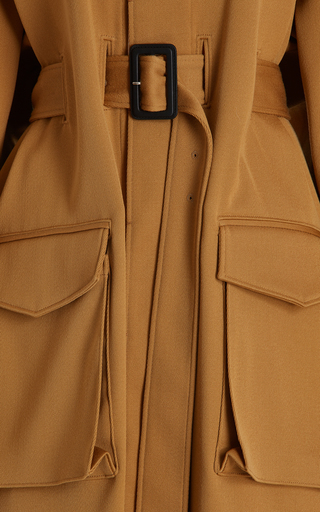 Belted Shearling-Trimmed Twill Trench Coat展示图