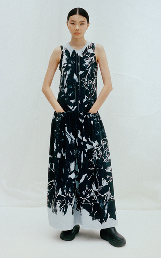 Painted Floral Crepe Maxi Dress展示图