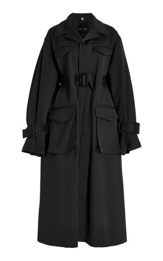 Belted Shearling-Trimmed Twill Trench Coat展示图