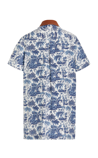 Switch Vegan Leather-Trimmed Toile-Print Poplin Mini Shirt Dress展示图