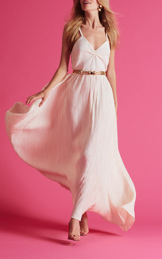 Cataleya Pleated Satin Maxi Dress展示图