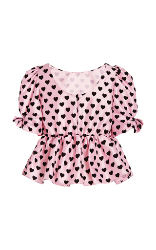 Keily Heart-Print Taffeta Peplum Top展示图