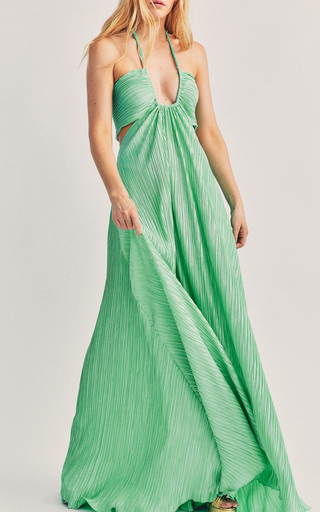 Julissa Pleated Satin Maxi Dress展示图