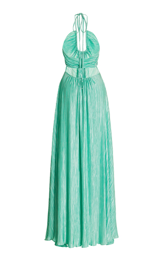 Julissa Pleated Satin Maxi Dress展示图