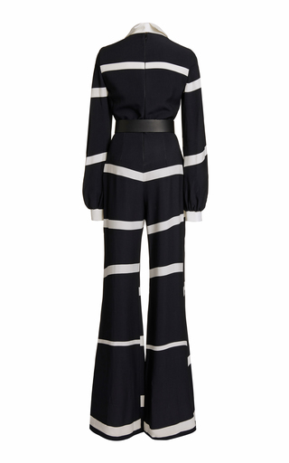 Striped Crepe Wide-Leg Jumpsuit展示图