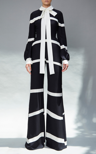 Striped Crepe Wide-Leg Jumpsuit展示图