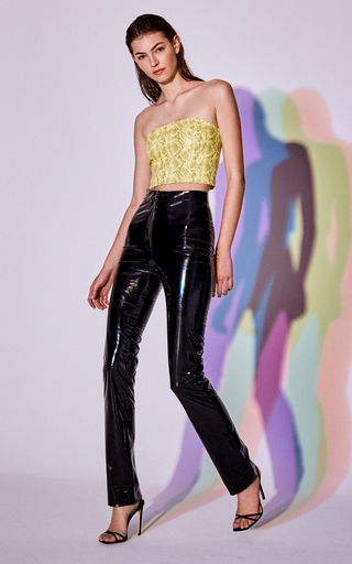 Emili Snake-Effect Faux Leather Cropped Top展示图