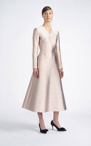 Peony Long-Sleeve Lurex Midi Dress展示图