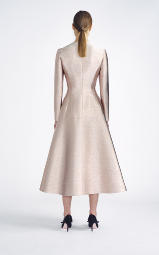 Peony Long-Sleeve Lurex Midi Dress展示图