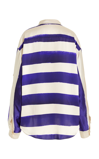 Oxbury Cutout-Sleeve Striped Silk Shirt展示图