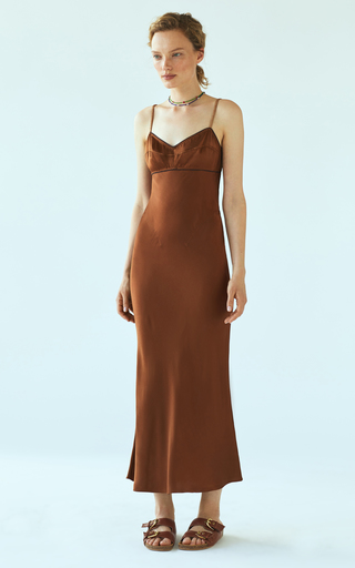 Waterlily Satin Midi Slip Dress展示图